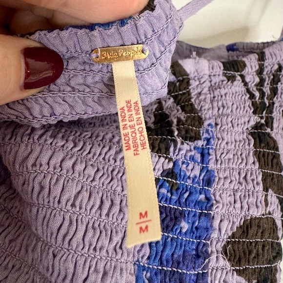 Free People Fall Floral Feelings Purple and Blue Peonies Midi Dress Size M - Picture 9 of 10